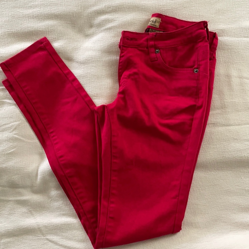 Hybrid & co red skinny jeans size 5